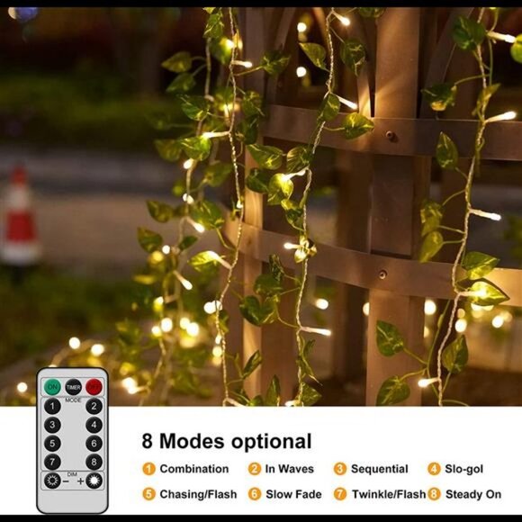 12 Total 240 LED Curtain String Lights Fake Plant, Rattan Hanging Garland - Picture 2 of 6